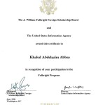 Fulbright Senior Scholar Certificate